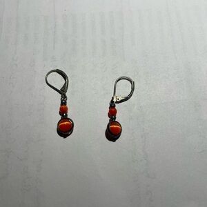 Elegant Orange and Silver Dangle Earrings